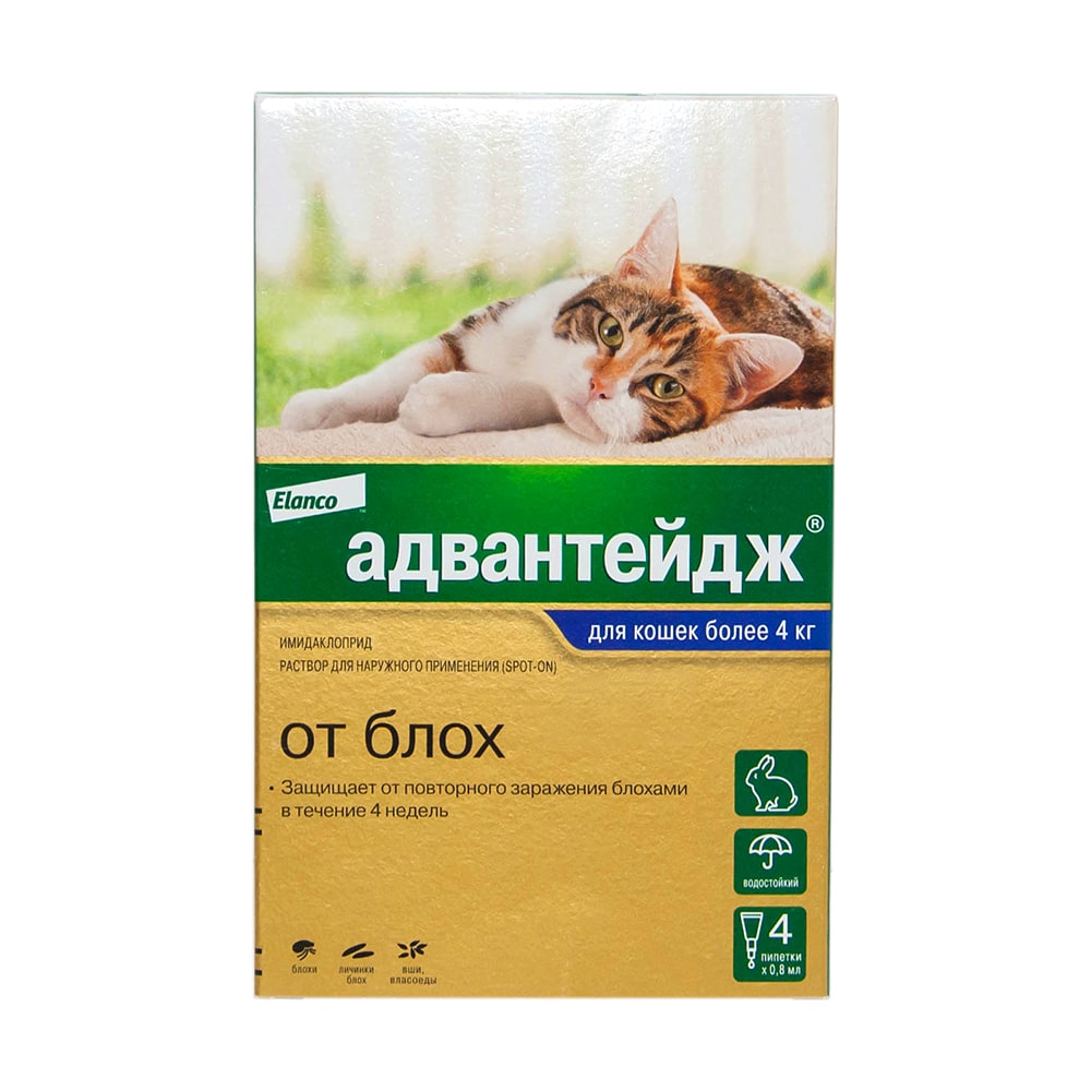 Адвантейдж для кошек весом более 4 кг, от блох и их укусов (цена за 1  пипетку) - Ветаптека и зоомагазин №1